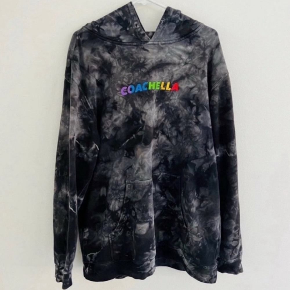Coachella Tie Dye Rainbow Logo Hoodie Large